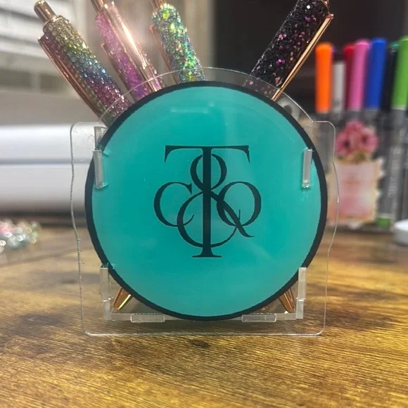 Teal and Multicolor Pen or makeup brush Holder - Picture 1 of 3